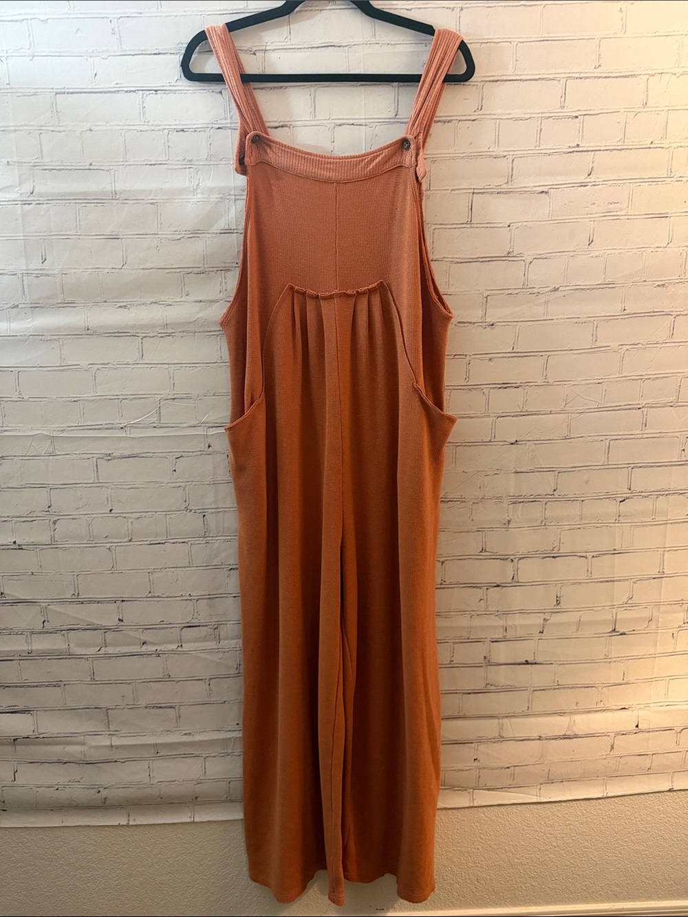 POL Oversized Strap Rust Orange Jumpsuit